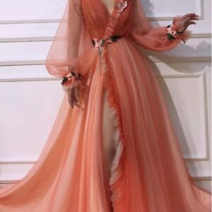 teauto matoshi custom gown plus size 20 tulle fairy godmother peach